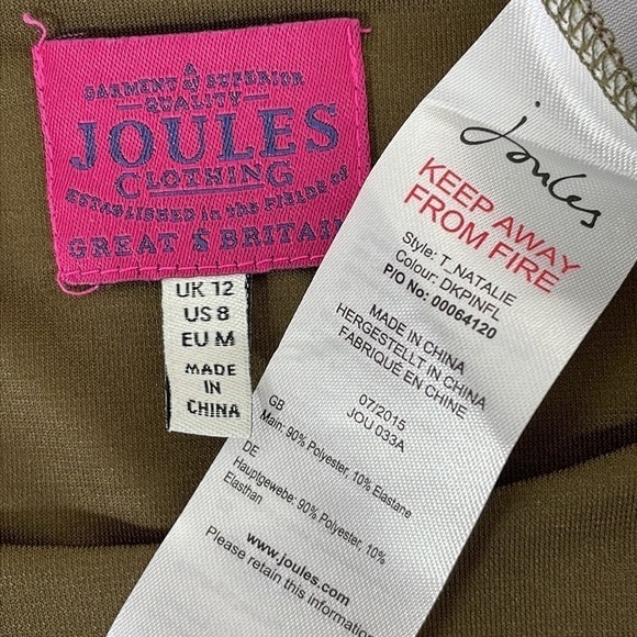 Joules Natalie Dress Long Sleeve Twist Front Midi Green Floral Size 8 - Picture 12 of 16